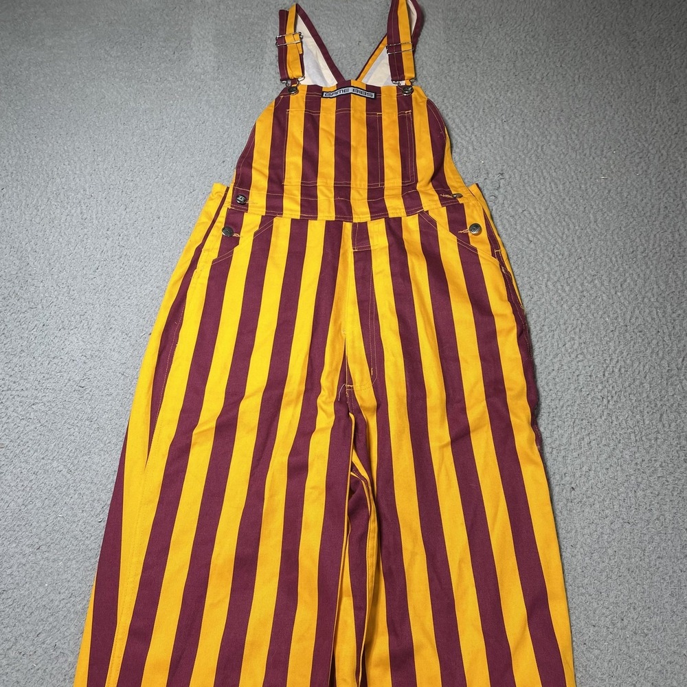 Game Bibs Pants Unisex Small Multicolor Striped Bib Overalls Game Day Sports Fan - Picture 2 of 7